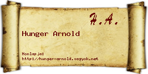 Hunger Arnold névjegykártya